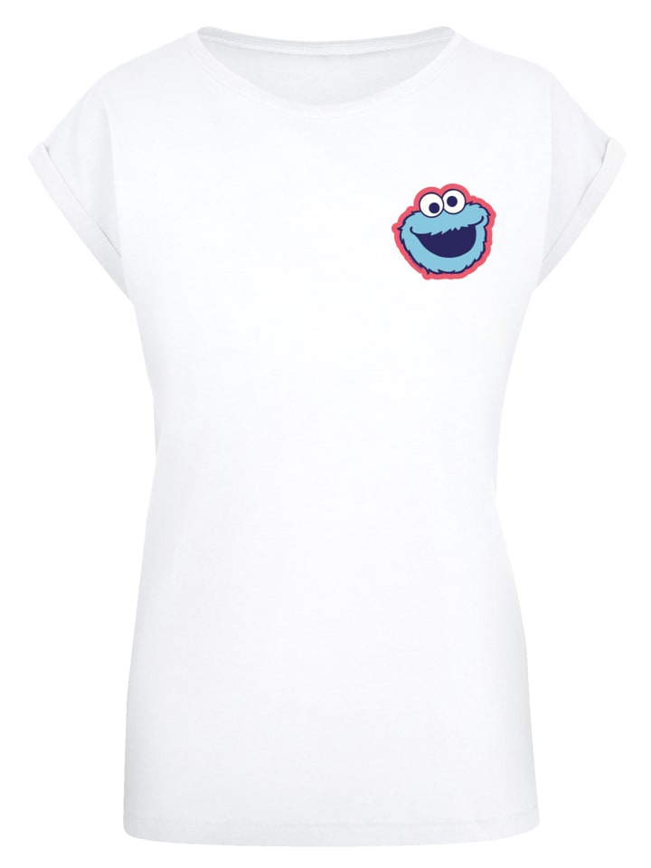 

Футболка F4NT4STIC Extended Shoulder T-Shirt Sesamstraße Cookie Monster Smile, белый