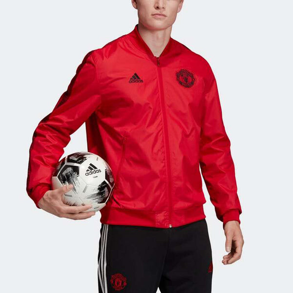 Куртка soccer/football manchester united long sleeves zipper jacket sports red Adidas, красный — фото 3