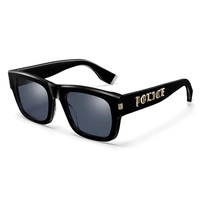 

Police Пластиковая оправа квадратные солнцезащитные очки унисекс черные