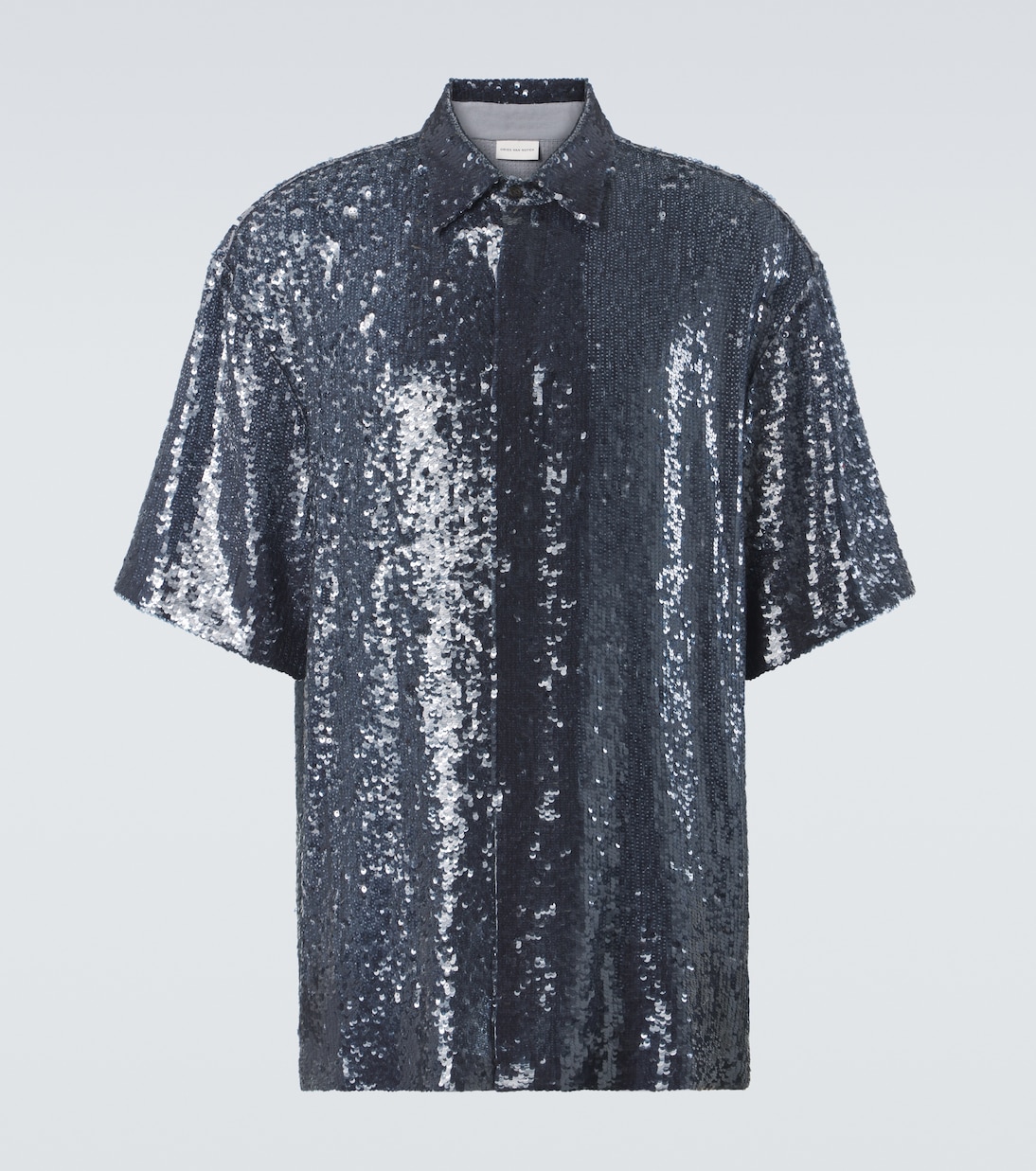 

Блестящая рубашка с пайетками Dries Van Noten, темно-синий