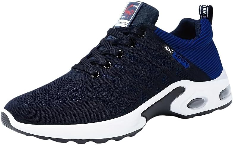 

Дышащие спортивные кроссовки большого размера для мужчин с мягкой подошвой- легкие и удобные для повседневного отдыха на свежем воздухе, бега и тренировок Clolinde, Black and Blue