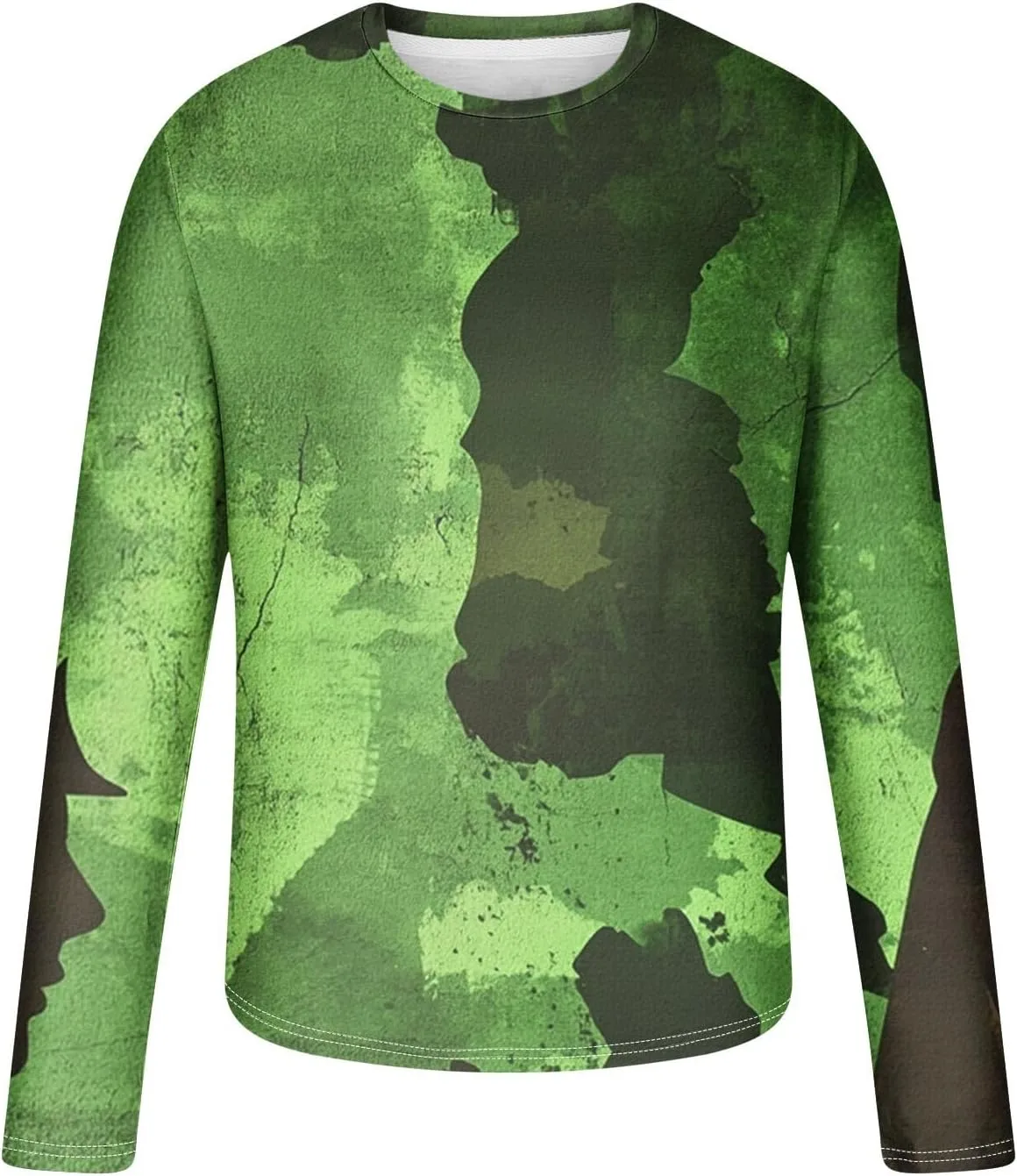 Мужская футболка с длинным рукавом Camouflage Print, Casual, Cotton, Loose Fit — фото 4