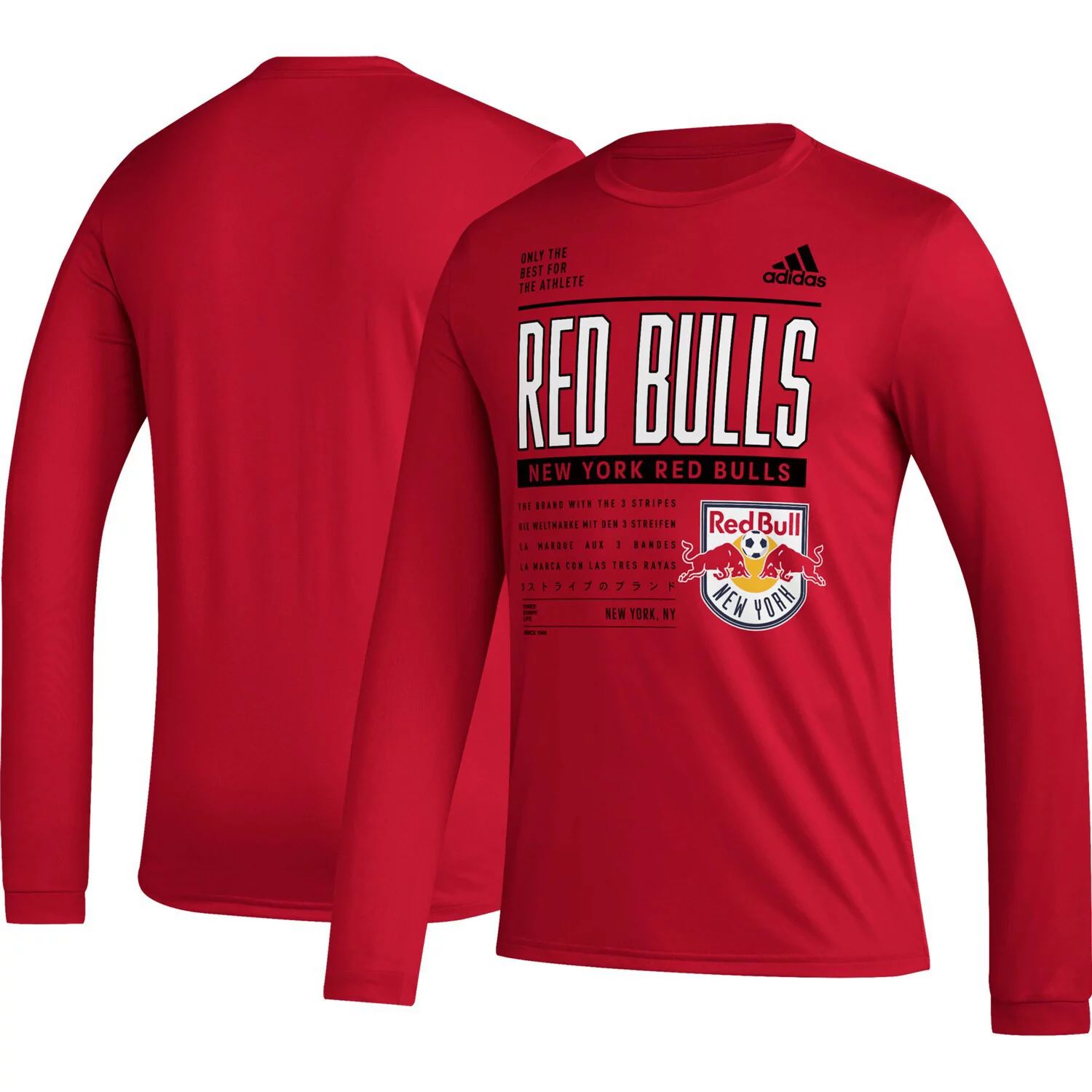 

Мужская красная футболка с длинным рукавом New York Red Bulls Club DNA adidas, Красный, Мужская красная футболка с длинным рукавом New York Red Bulls Club DNA adidas