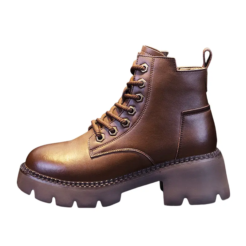 Help Мартин Бутс женские коричневые без подкладки, цвет Brown Unlined