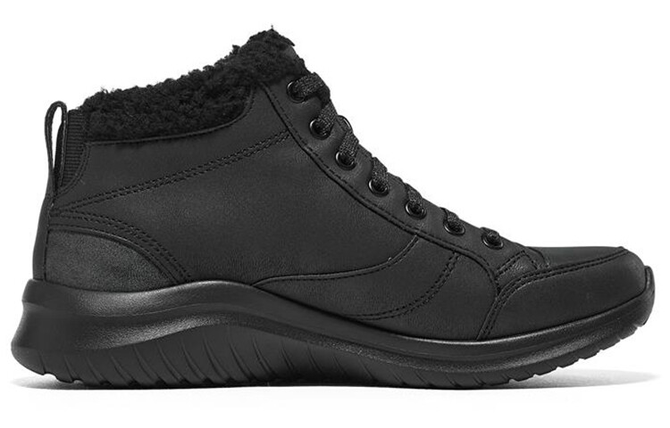 Женские ботинки Skechers зимние с мехом и логотипом, черный — фото 2