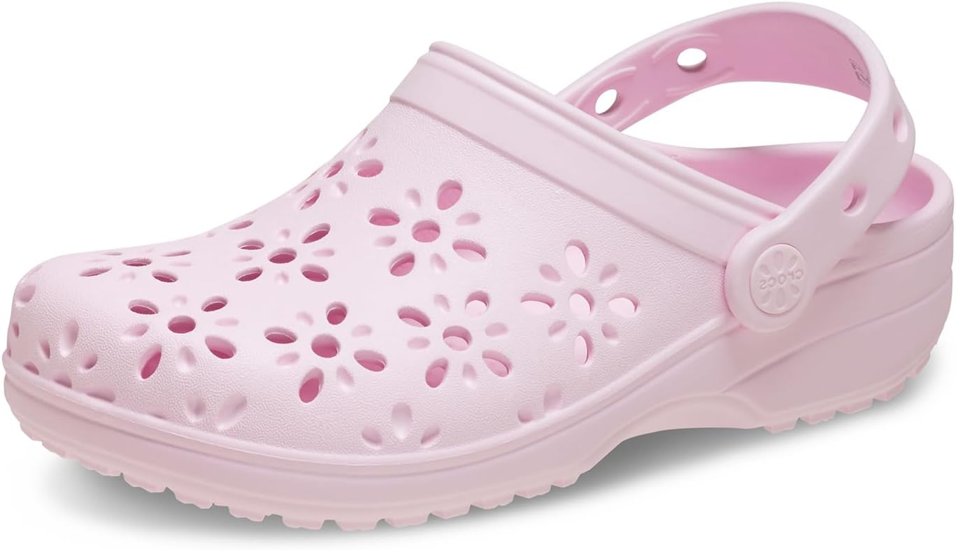 

Детские кроксы Crocs с классическим цветочным дизайном, розовый