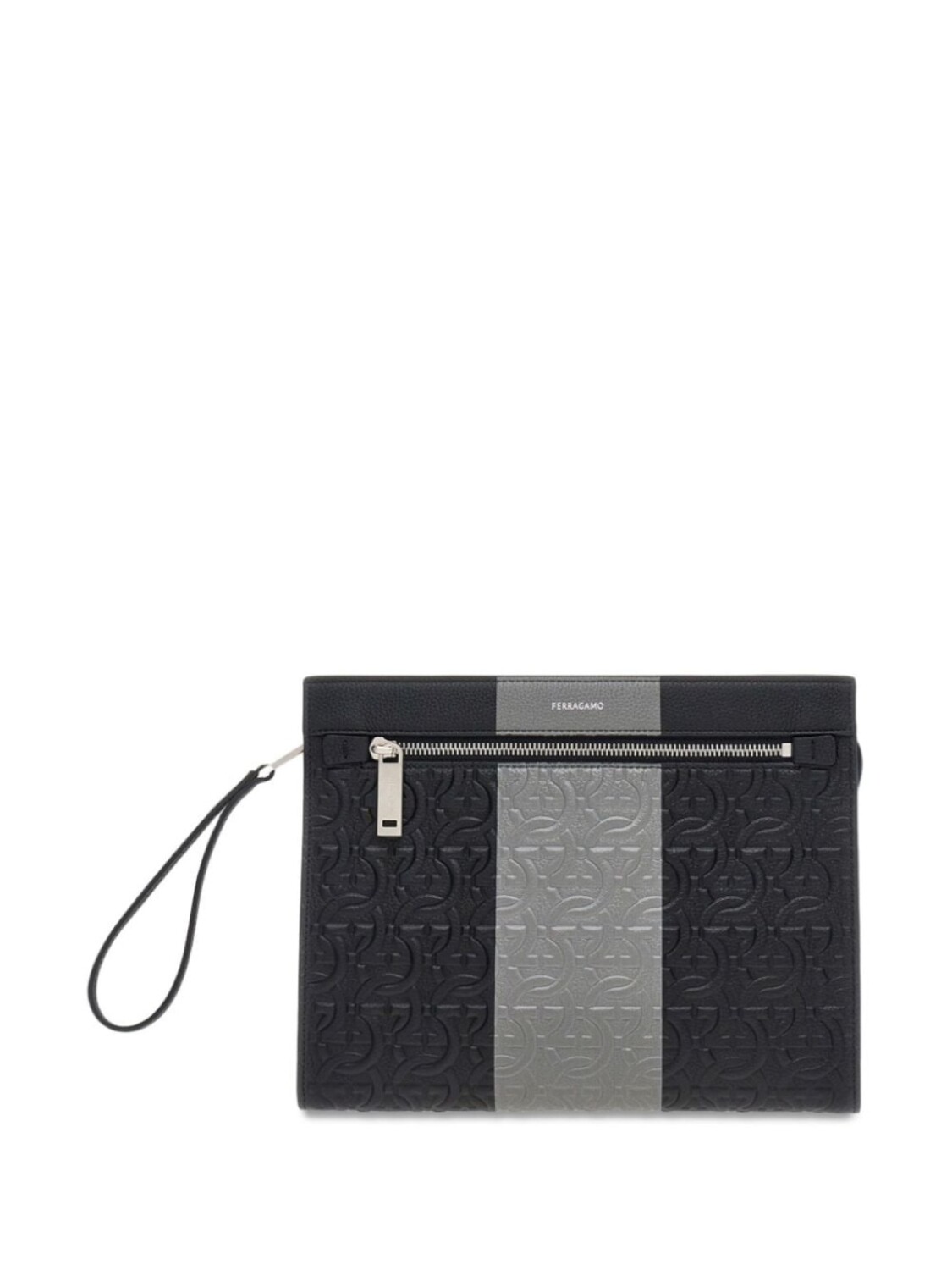 

Ferragamo клатч с тисненым логотипом Gancini, черный