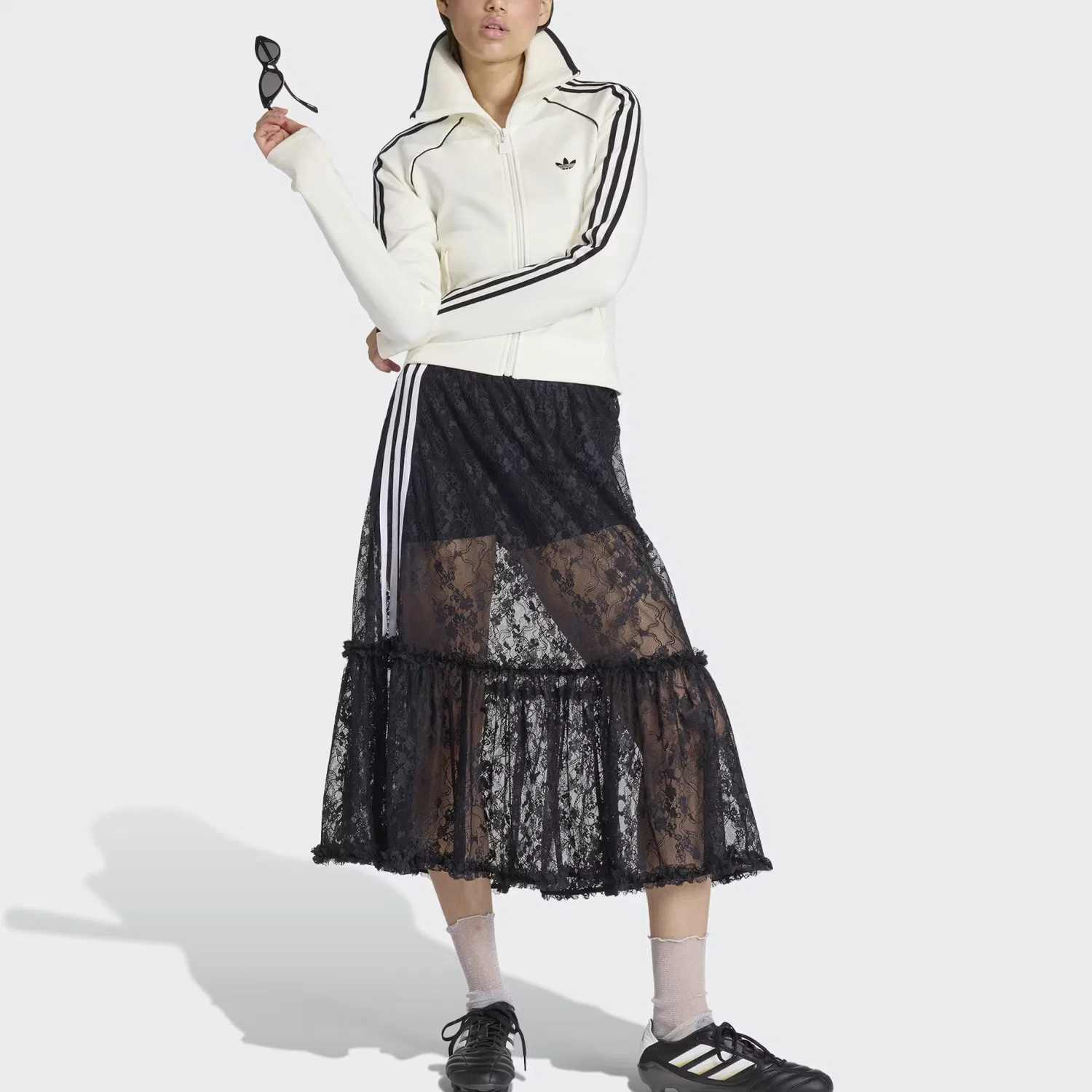 Свитшот на молнии с полосками Adidas Originals Ecru — фото 3