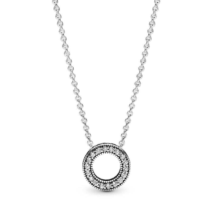 

Ожерелье Pandora Logo Pavé Circle Collier, стерлинговое серебро