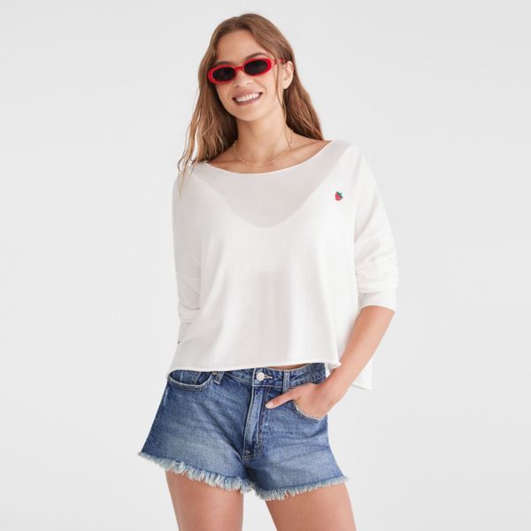 

Вышитый свитер с косой горловиной для юниоров Aeropostale, цвет tofu
