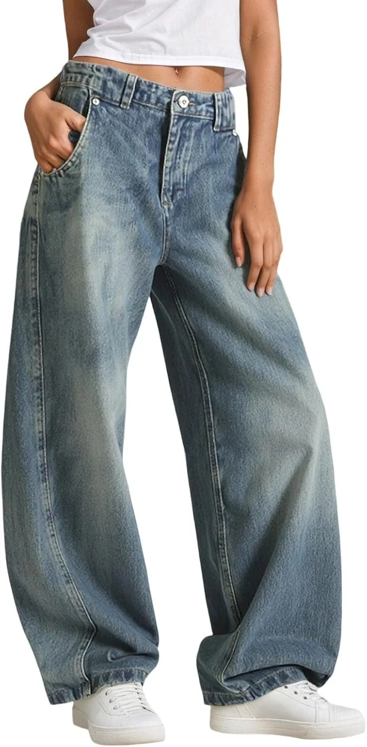 

Багги джинсы женские High Waisted Stretchy Loose Fit