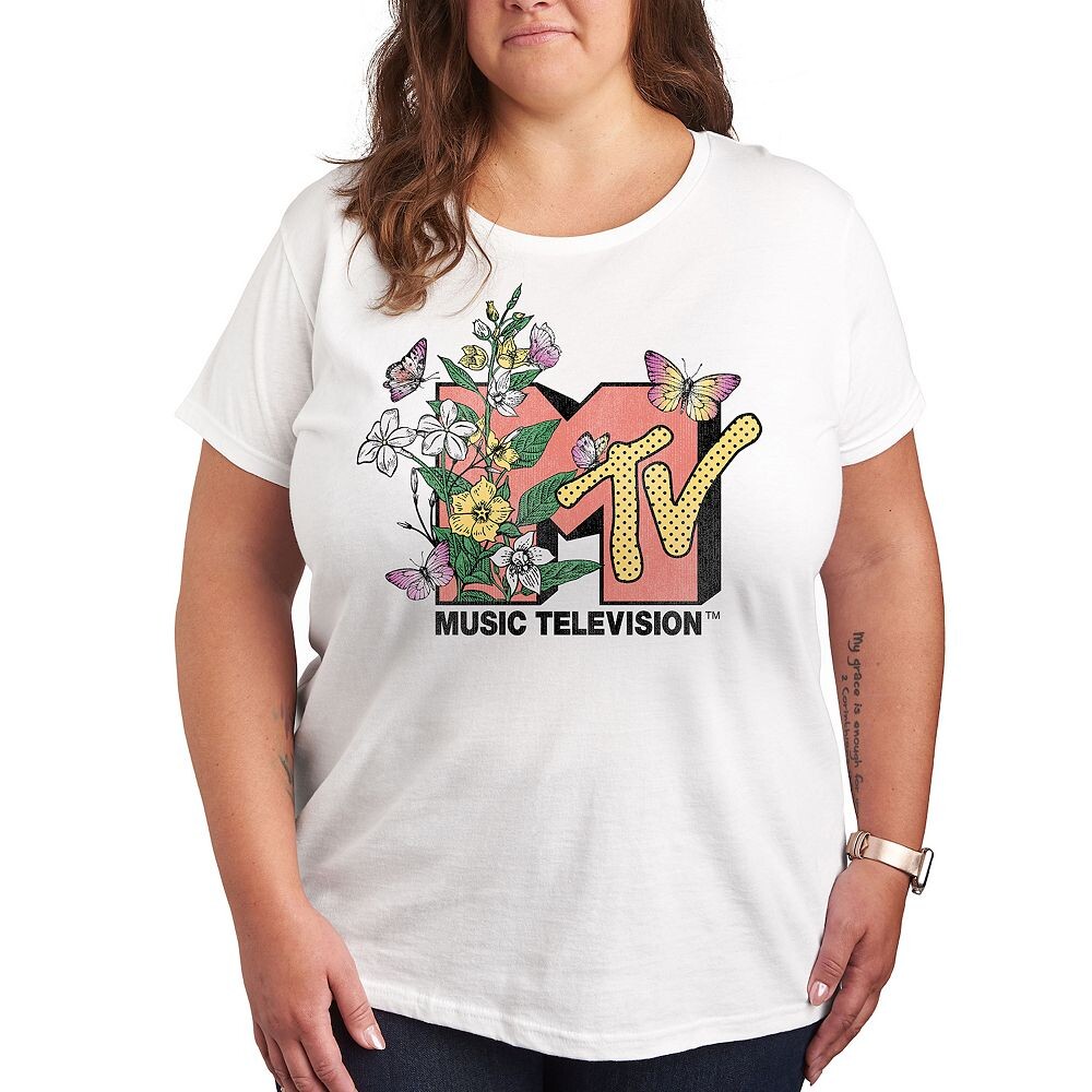 

Футболка Plus MTV Botanical Art с рисунком Licensed Character, белый