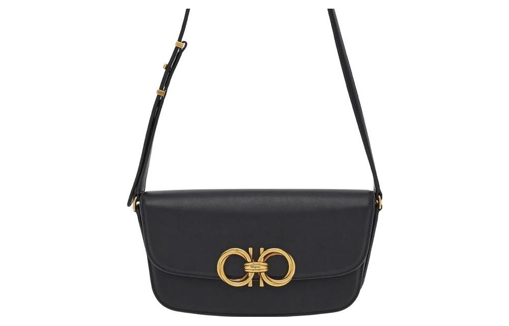 

Ferragamo Кожаная седельная сумка через плечо кроссбоди женская черная