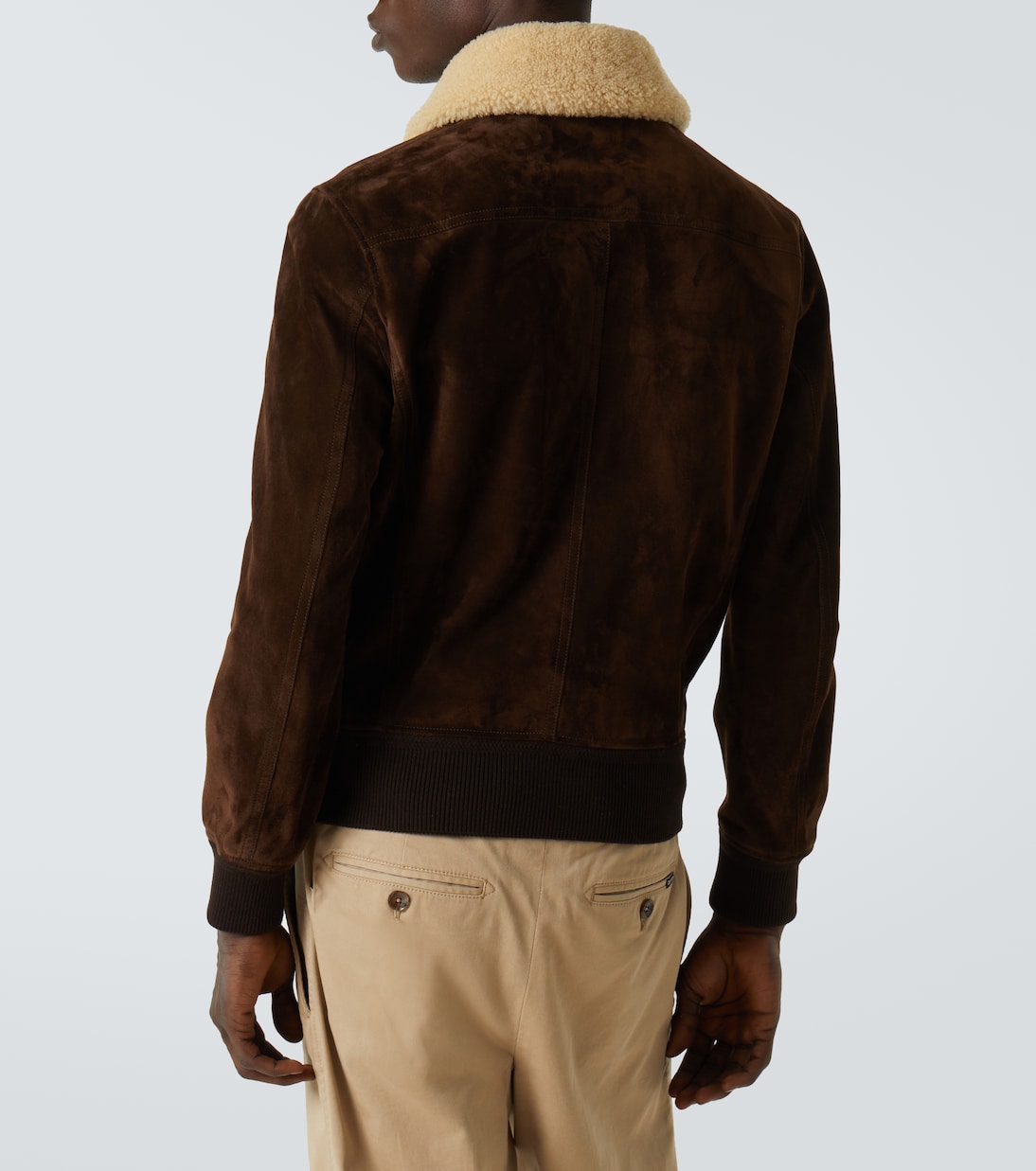 Куртка-блузон из замши с отделкой из овчины Tom Ford, Chocolate Brown — фото 4