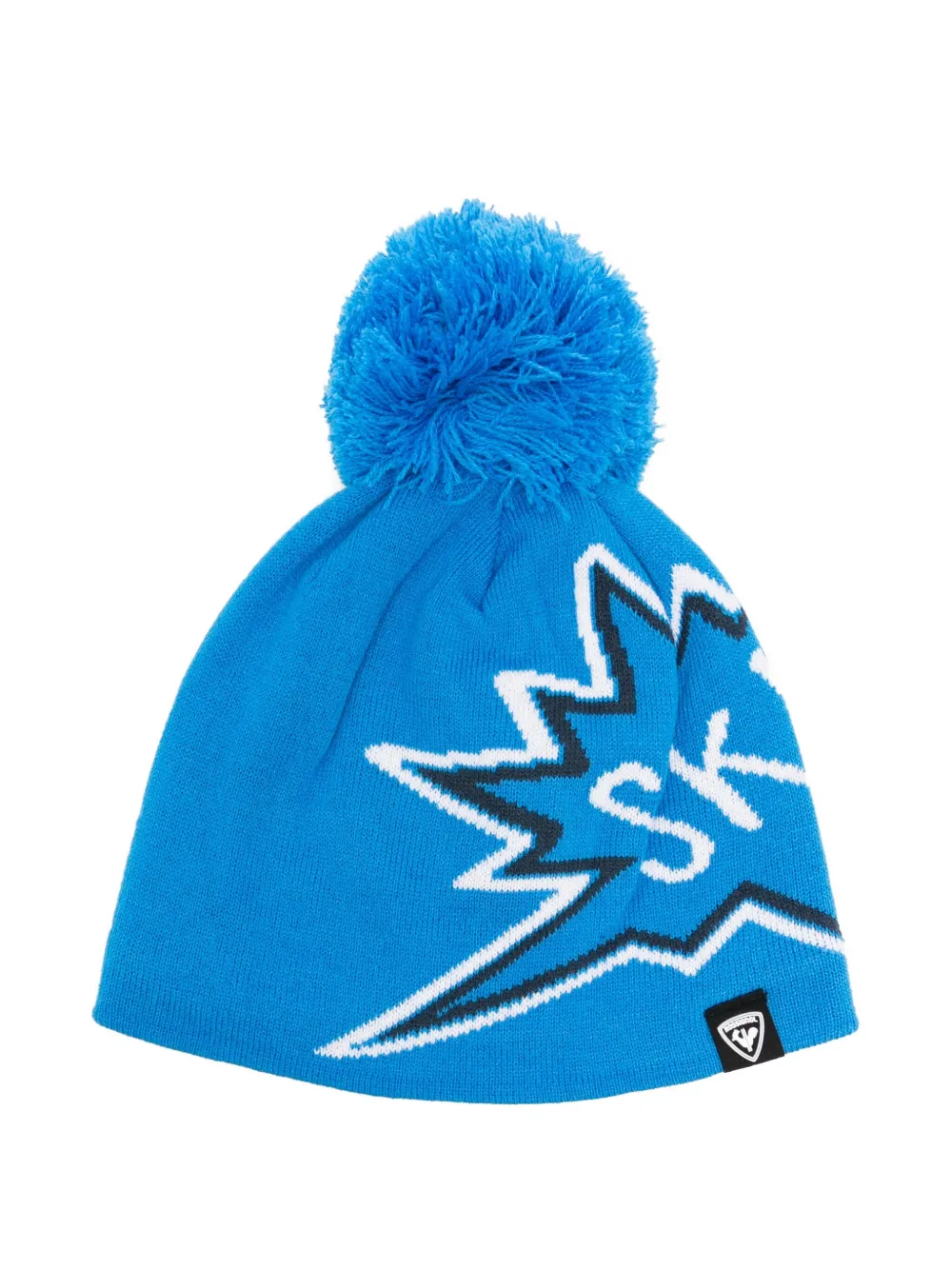 

Шапка-бини с узором интарсия и помпоном Rossignol, синий