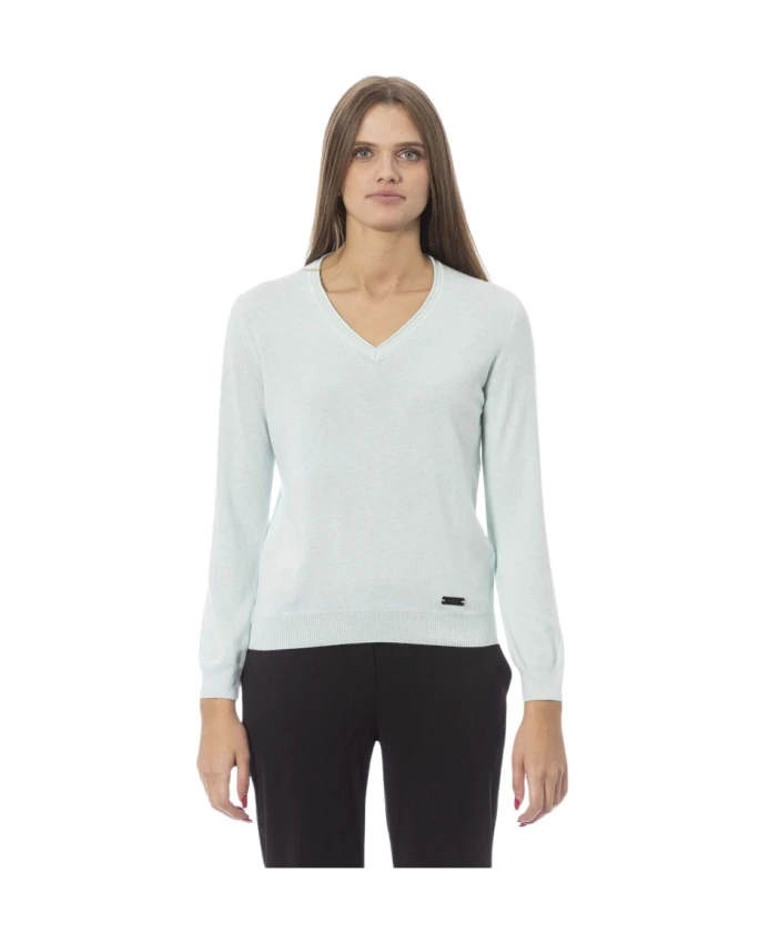 

Светло-Голубой свитер с V-образным вырезом из кашемировой смеси Baldinini, синий