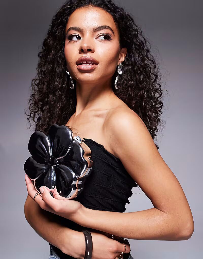 

Сумка-клатч River Island Flower серебристого цвета