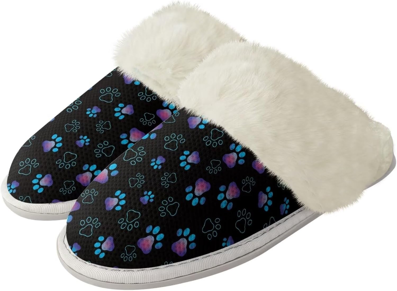 

Мягкие тапочки для женщин и мужчин, зимние теплые домашние тапочки на скользкой подошве, унисекс, мягкие плюшевые, закрытый носок, для дома, ванной или отеля Watdotory, Dog Paw Print