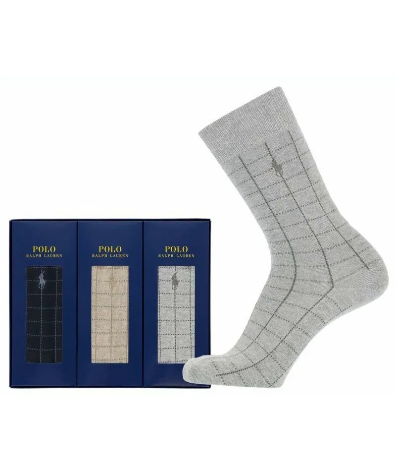 Носки Набор из 3 пар клетчатых носков (PLC-30C) в подарочной упаковке. Polo Ralph Lauren, 3-pair gift set