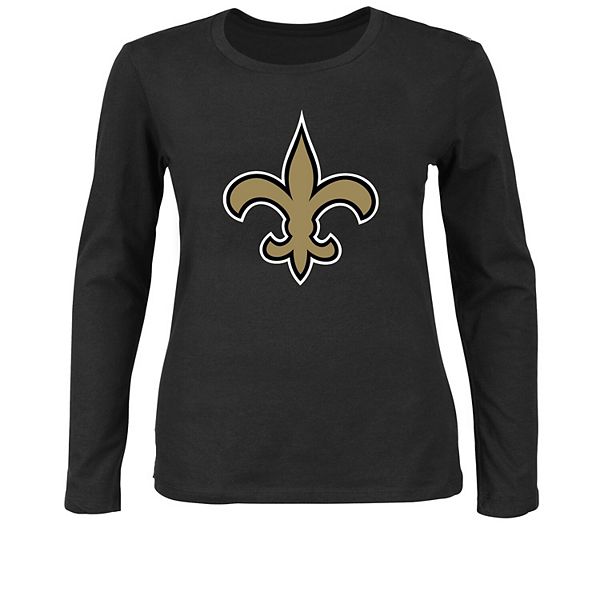 

Женская черная футболка с длинным рукавом New Orleans Saints plus size Fanatics