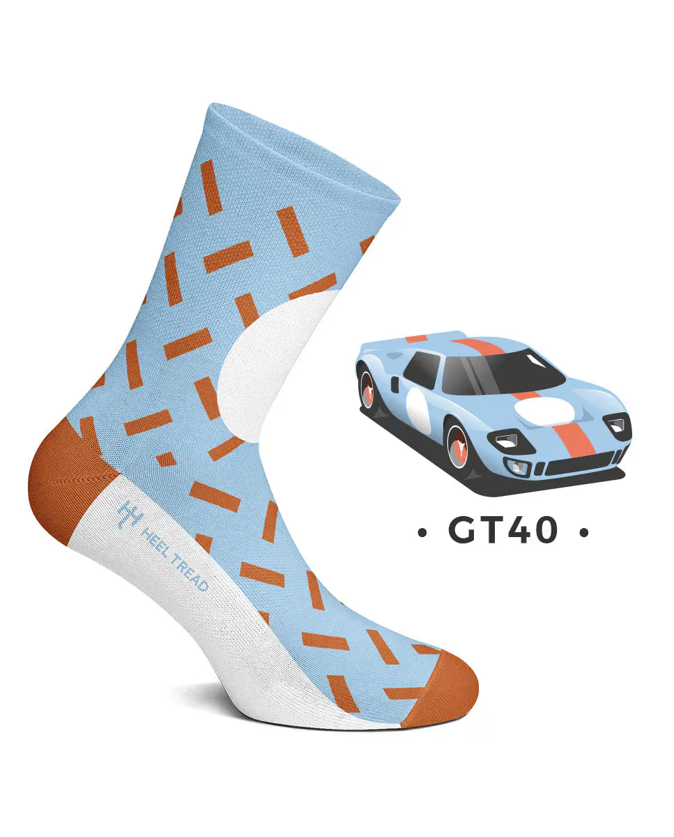 

Мужские короткие носки GT40 синего цвета Heel Tread, золотой