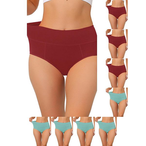 

9 пар женского хлопкового белья с высокой талией (доступно в plus size) для контроля живота Inspire Chic, Burgundy Macaron Green