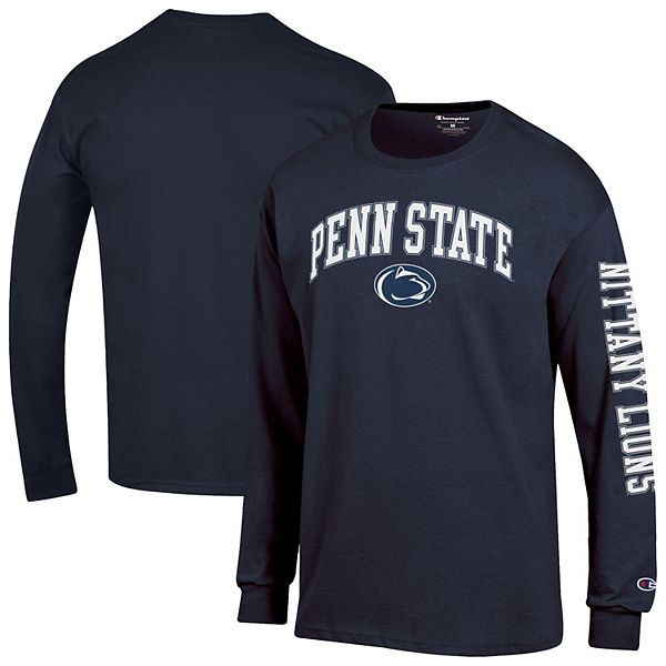 

Мужская футболка с длинным рукавом navy penn state nittany lions arch over logo 2-hit Champion