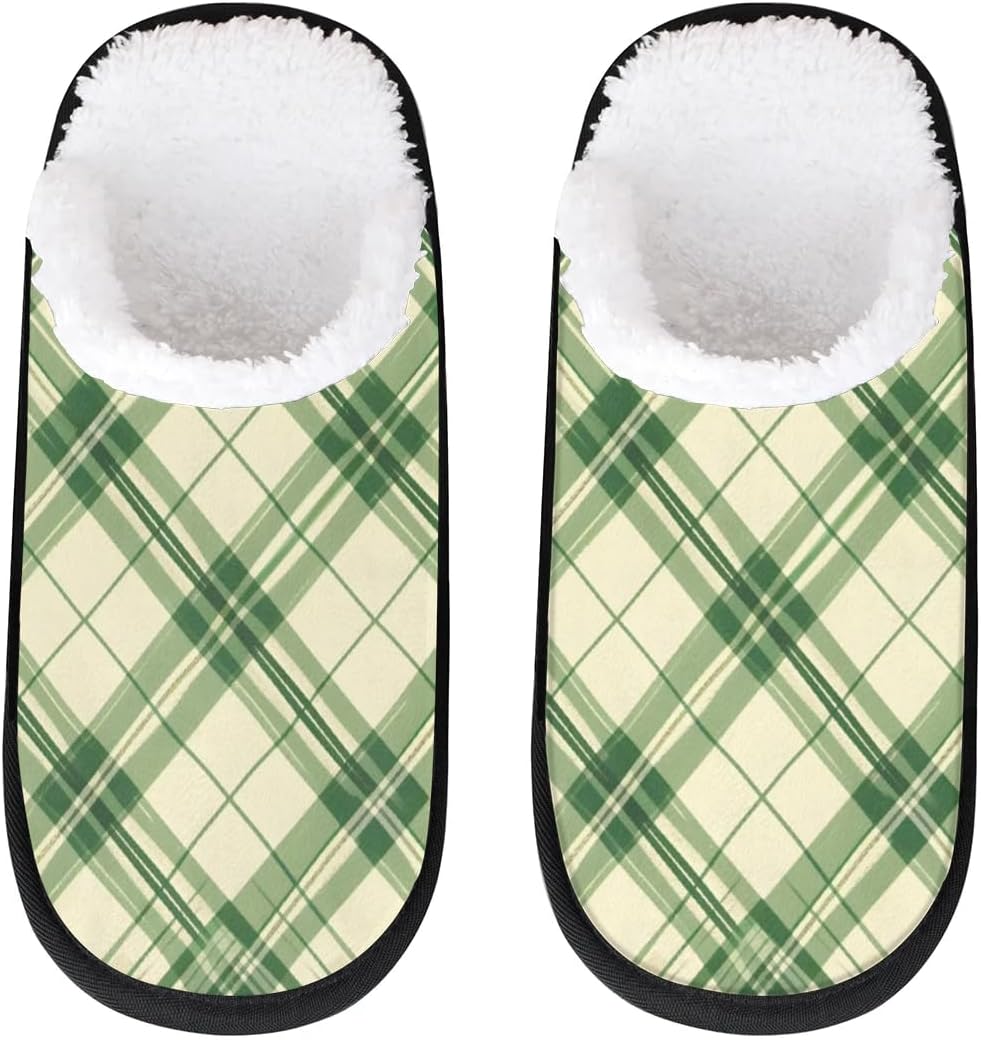 

Домашние тапочки для женщин и мужчин, уютные тапочки с противоскользящей подошвой, теплые плюшевые тапочки для дома, спальни и путешествий Gublec, Plaid Printed
