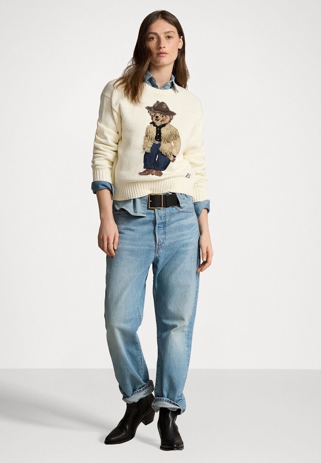 

Вязаный свитер POLO BEAR COTTON CREWNECK SWEATER Ralph Lauren, кремовый