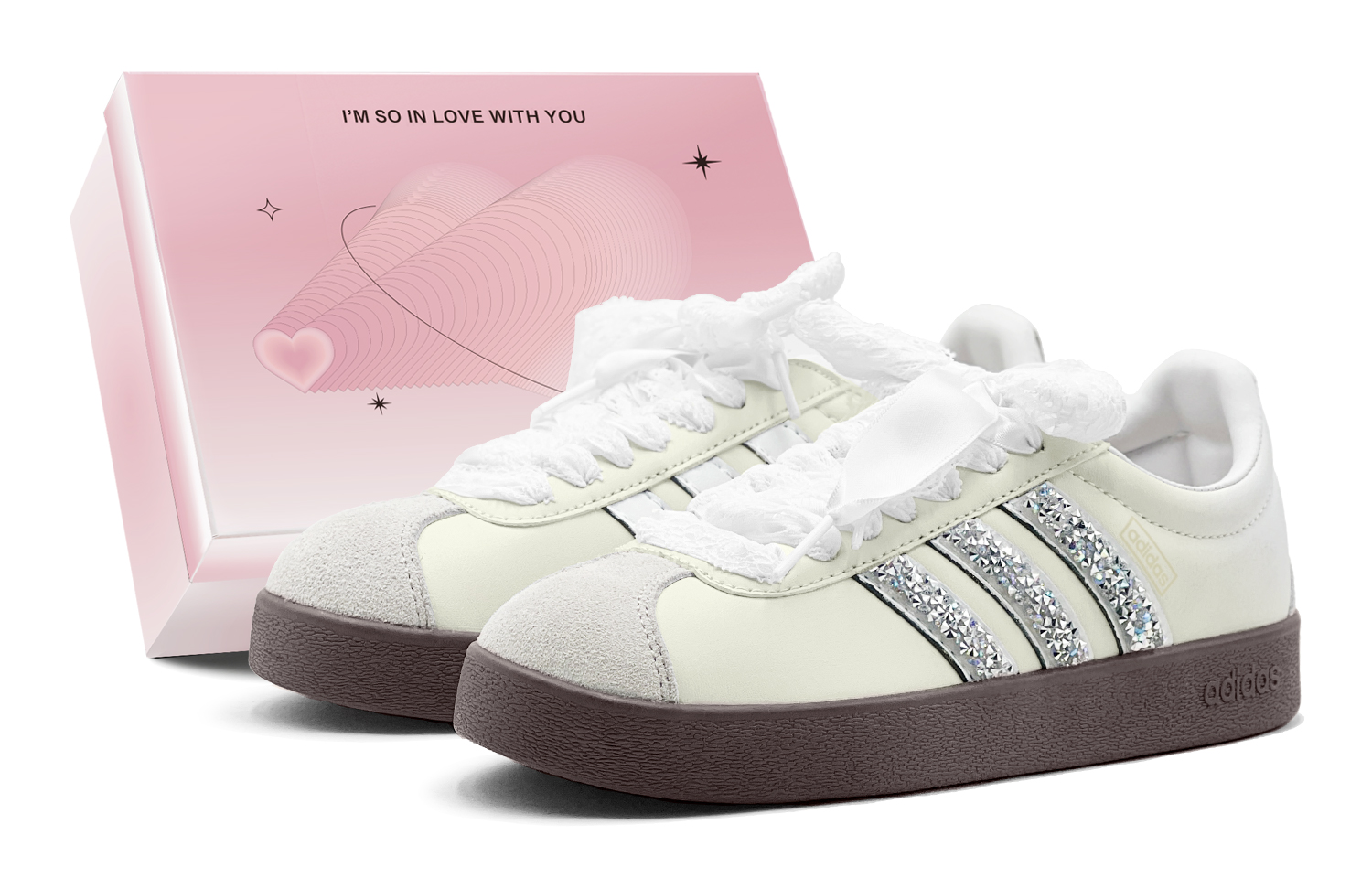 

Adidas Вл Корт Классик скейтборд обувь унисекс низкие белые шампанское, цвет Champagne