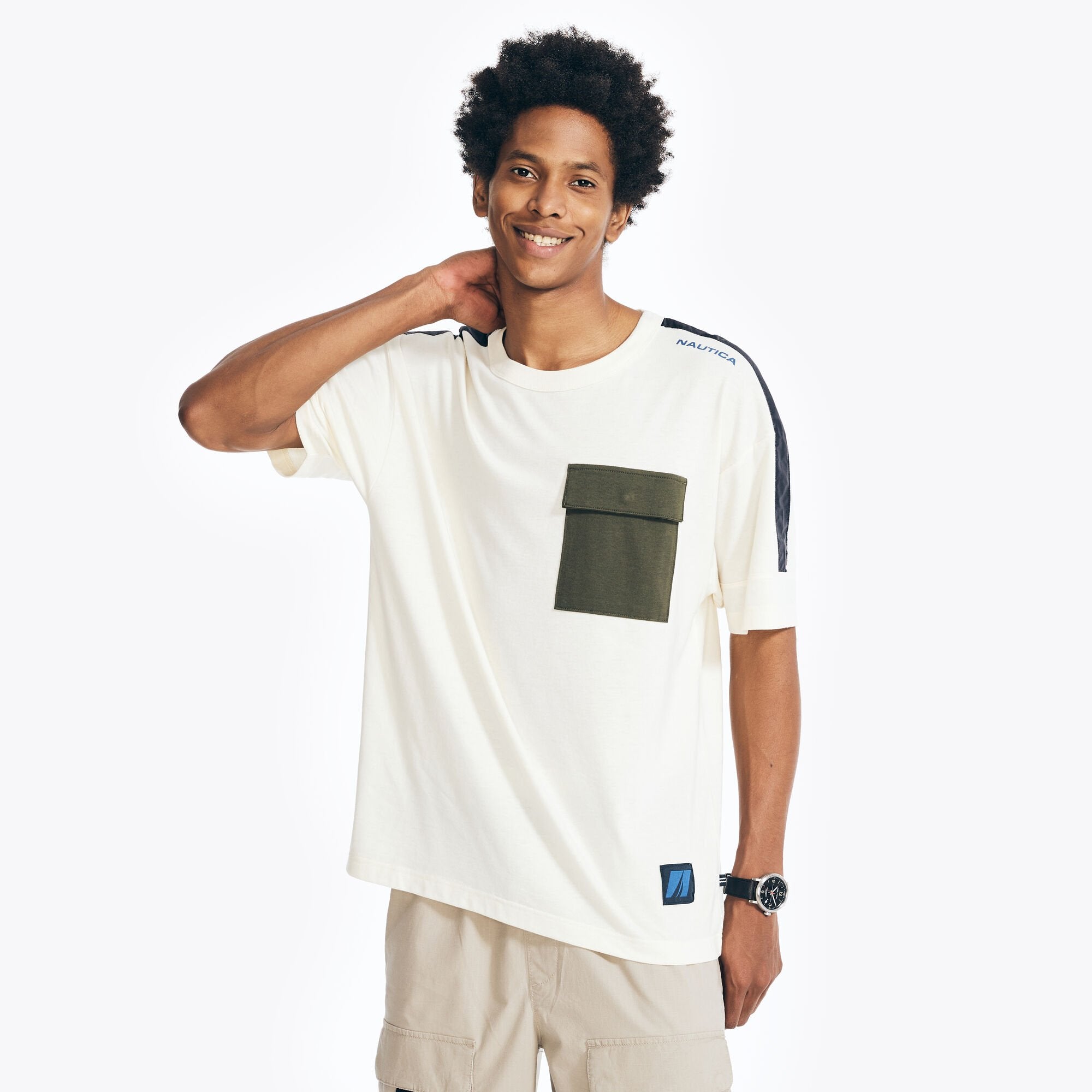 

Футболка мужская Nautica с карманом, цвет sail cream