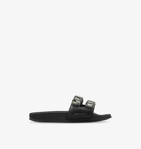 Сандалии из кожи с ремешками, украшенными кристаллами Fitz Jimmy Choo, черный