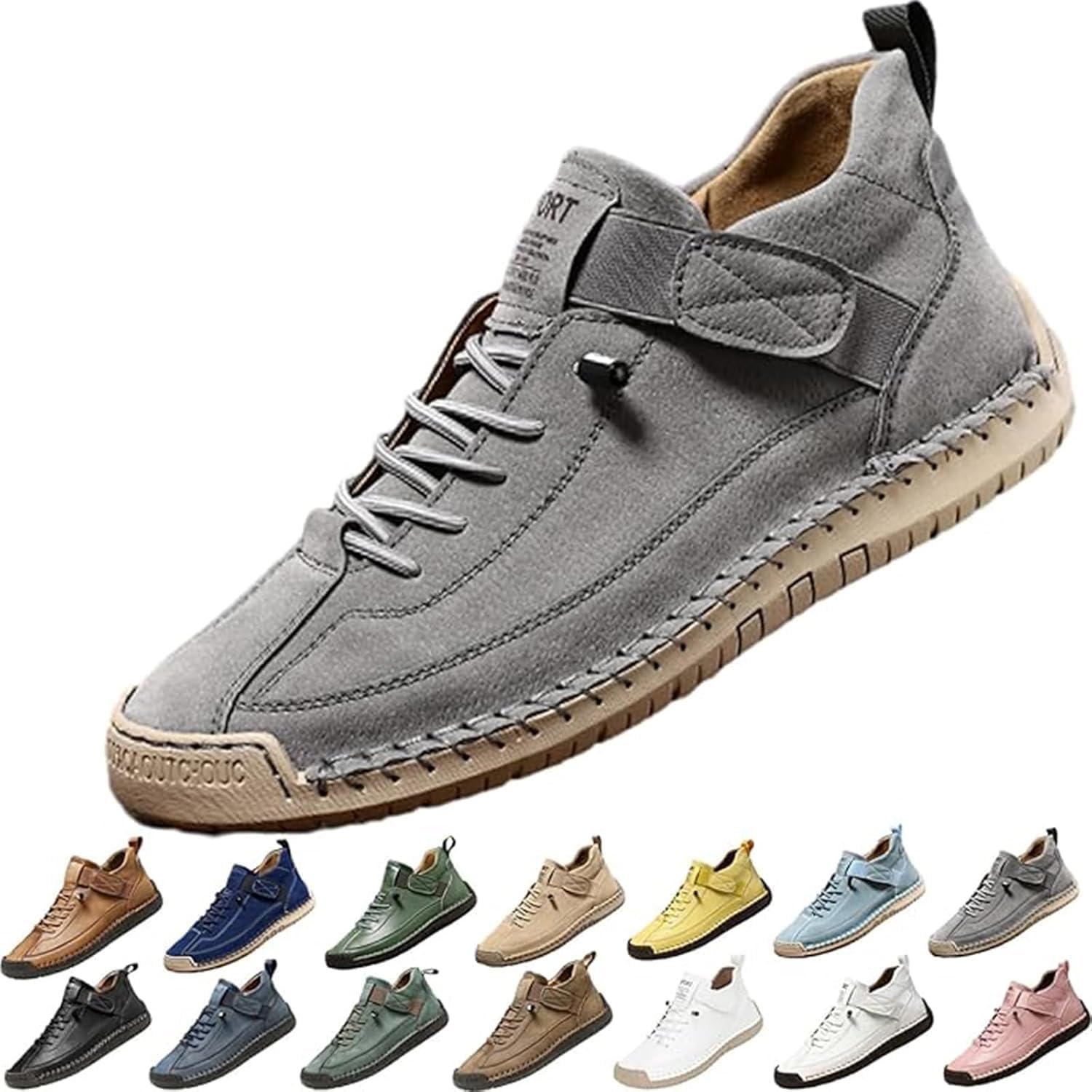 

Комфортные ортопедические кроссовки, повседневные легкие слипоны для спорта, унисекс регулируемые кожаные кроссовки Generic, серый