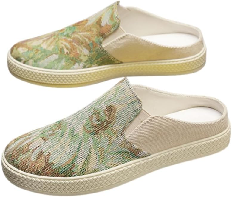 

Мужские легкие и простые тканевые шлепанцы с принтом, с мягкой и удобной стелькой и прочной противоскользящей подошвой Clolinde, зеленый