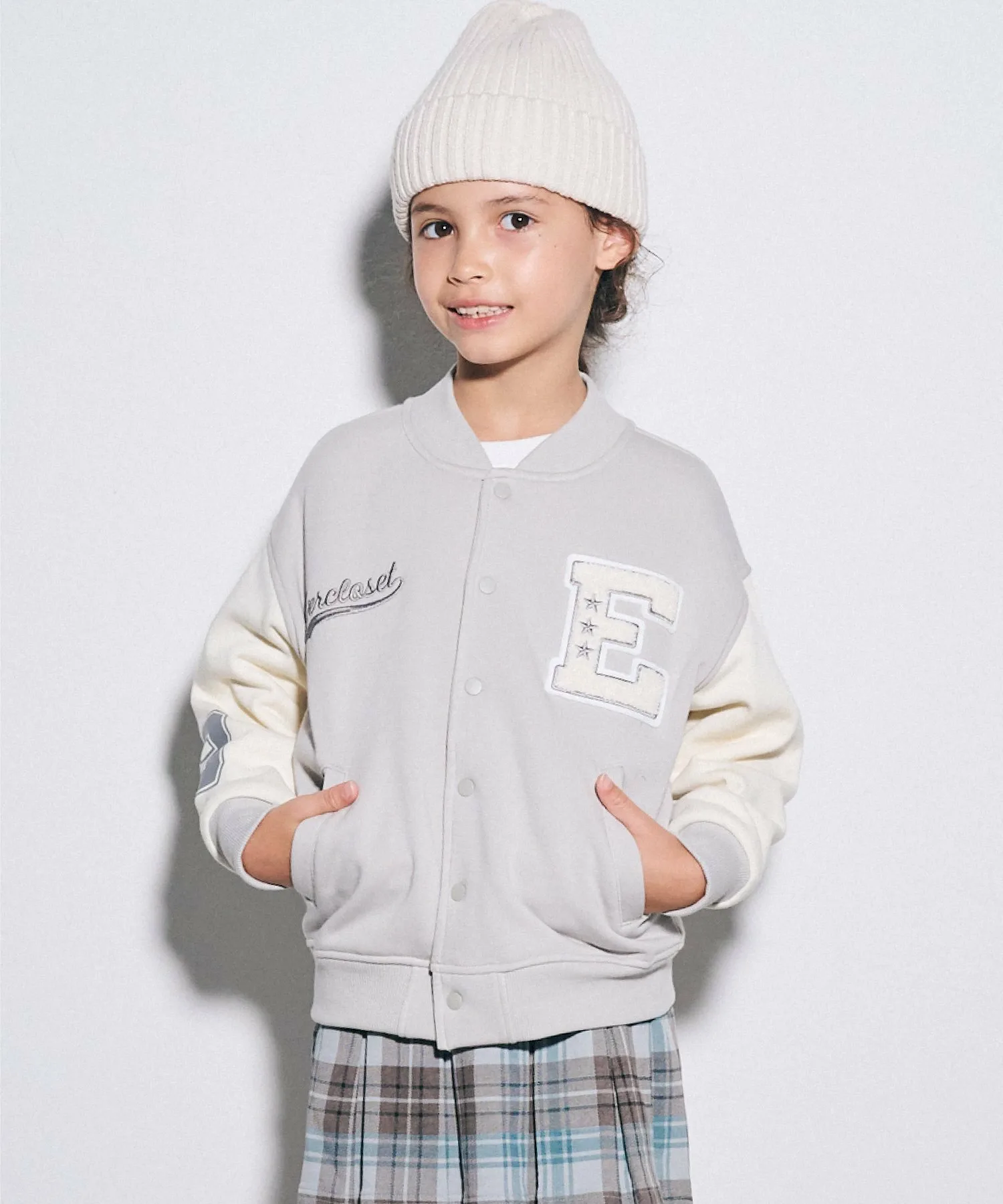 Куртка для стадиона в университетском стиле с флисовой подкладкой Ever Closet, Light gray