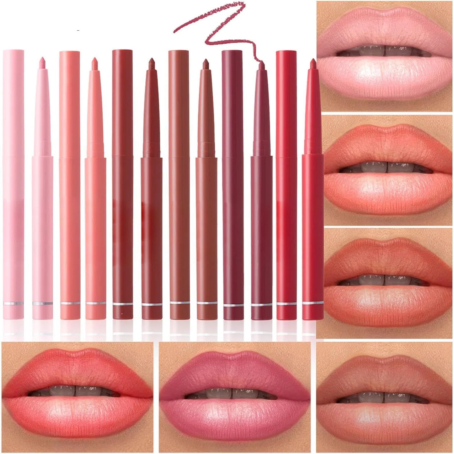 Набор карандашей для губ Lip Liner Set, 6 цветов, водостойкий, матовый, бежевый, 0.08 кг