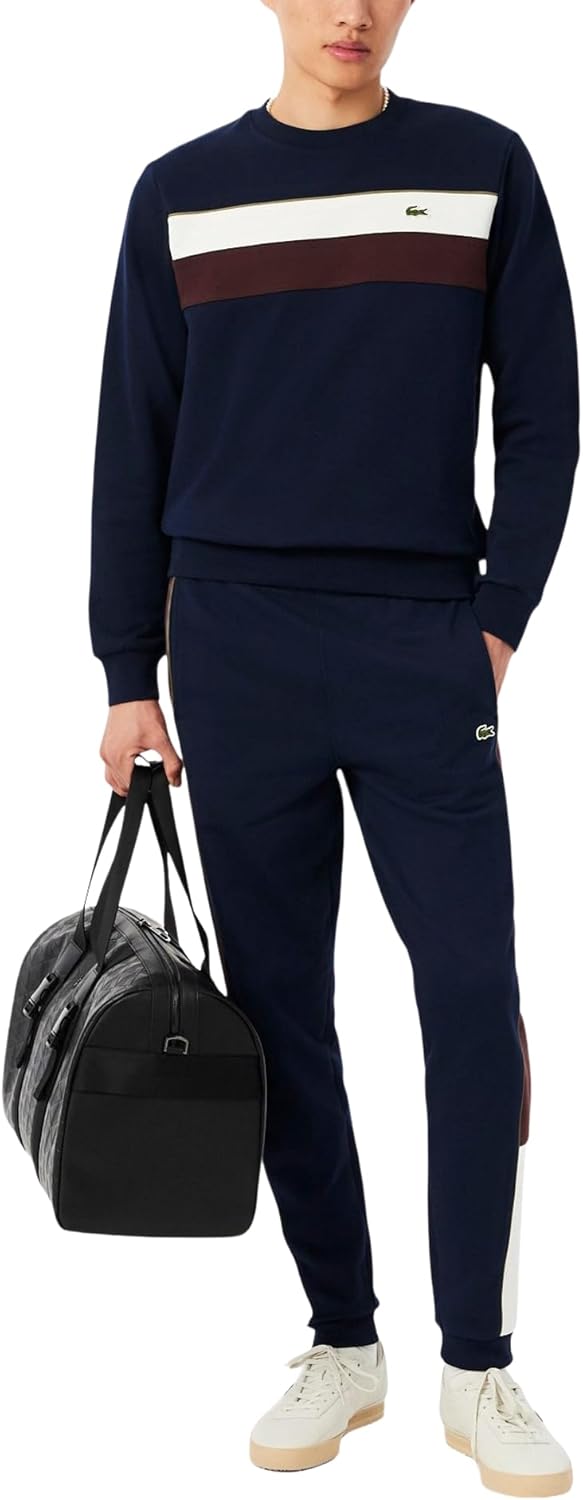 

Lacoste мужские флисовые спортивные штаны с зауженным низом, Navy Blue/Flour/Red Vermouth