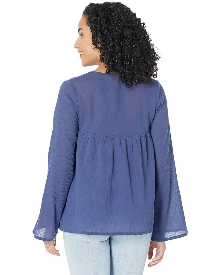 

Блуза Roper Cotton Crepe Embroidery Peasant Blouse, синий