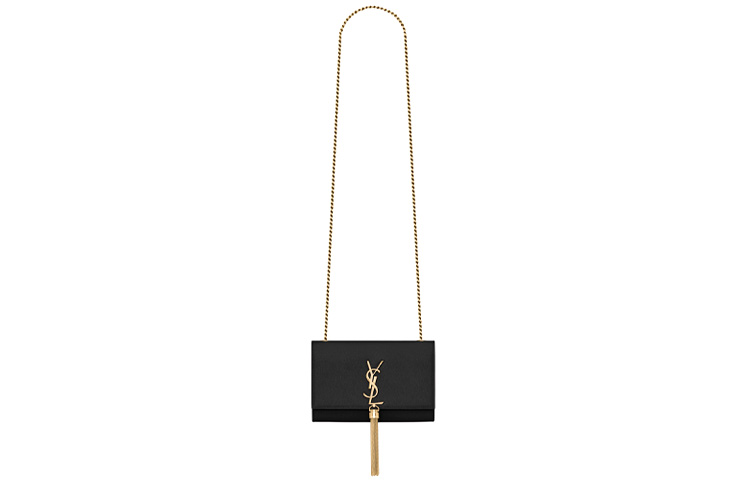 SAINT LAURENT Кожаная сумка через плечо с цепочкой и кисточкой — фото 2