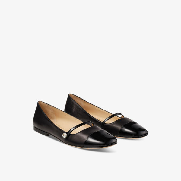 Лакированные балетки elisa, украшенные жемчугом Jimmy Choo, черный — фото 4
