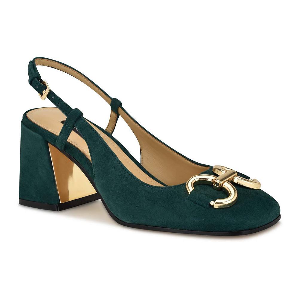 

Женские модельные туфли Nine West Cast на блочном каблуке с квадратным носком, цвет Dark Green Suede