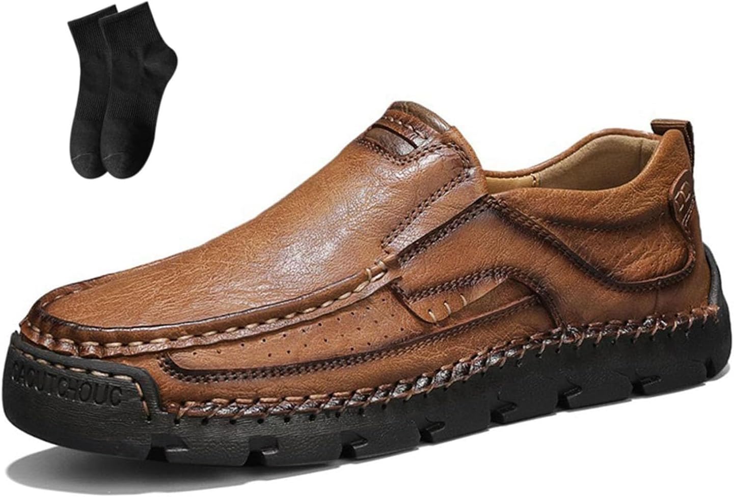 

Мужские ортопедические лоферы из натуральной коровьей кожи ручной работы - широкий носок, удобная обувь для мужчин, слипоны для вождения Noworfewer, коричневый