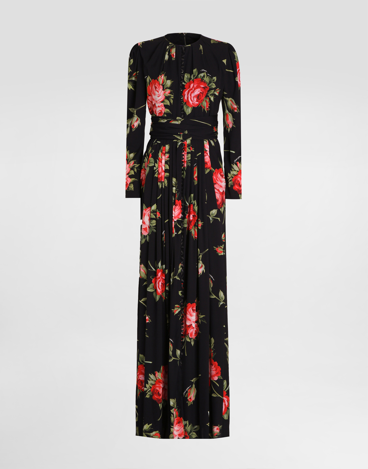 

Платье из крепа с принтом "букет роз" DOLCE & GABBANA, мультиколор