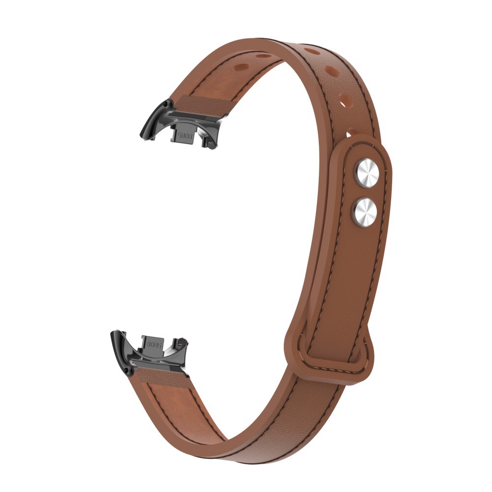 

CHENSONG Часы Strap Xiaomi Compatibility Leather, Snap Button Double Stud Style-Chestnut Red Brown [with Metal Link Head]