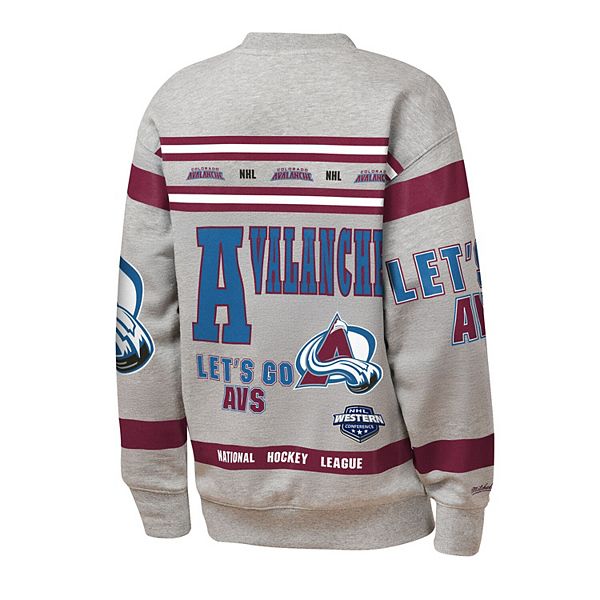 Флисовая толстовка Youth heather gray с принтом Colorado Avalanche Mitchell & Ness — фото 4