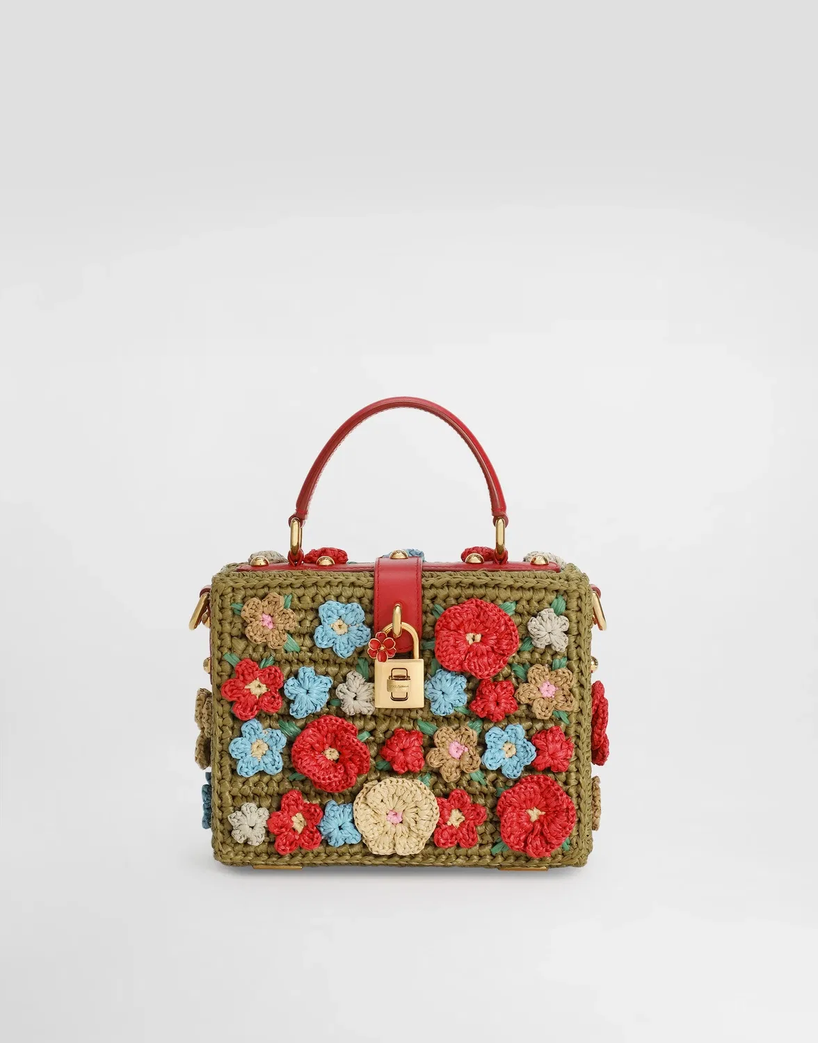 Сумка Dolce Box из рафии, связанная крючком DOLCE & GABBANA, мультицвет