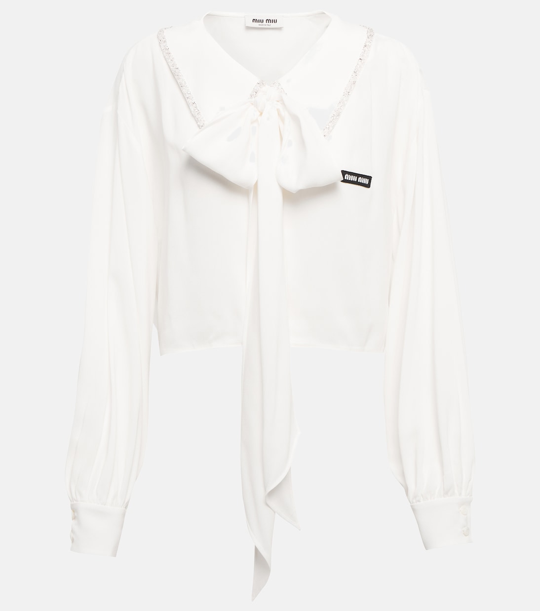 

Блузка Sablé с вышитым воротником Miu Miu, Bianco