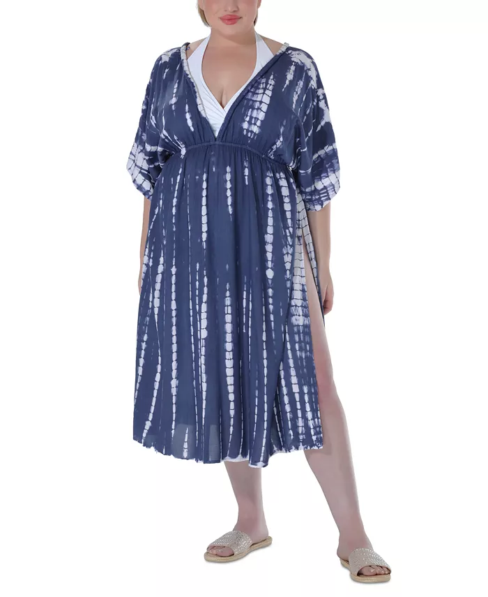 

Ravyia Plus Size Платье-накидка в технике тай-дай Raviya, синий