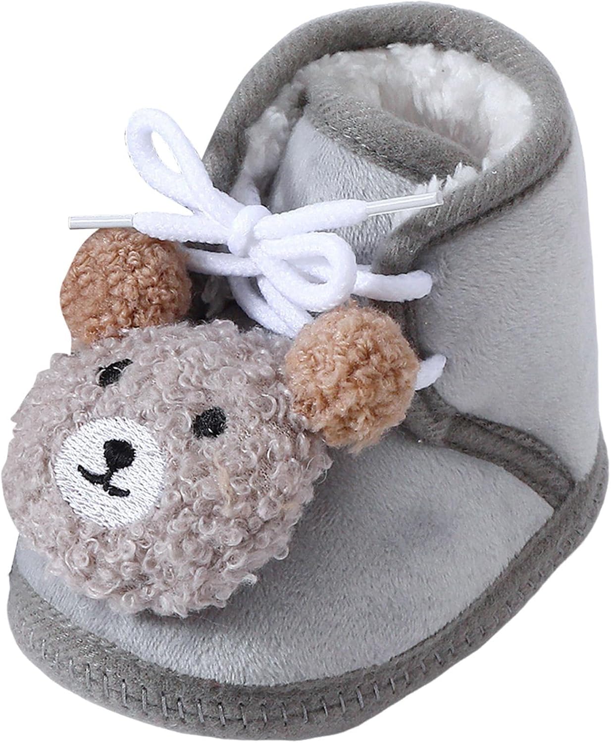 

IWIHMIV Мягкие флисовые пинетки для новорожденных, носочки для мальчиков и девочек, детские тапочки, удобные нескользящие зимние ботинки на щиколотку, Grey