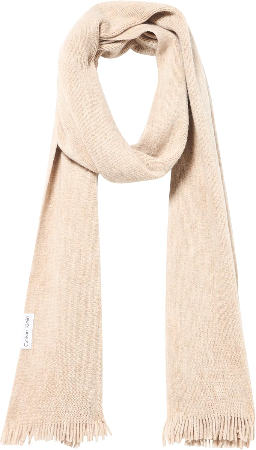 

Женский однотонный акриловый шарф Calvin Klein с бахромой, Heathered Almond, Красный, Женский однотонный акриловый шарф Calvin Klein с бахромой, Heathered Almond